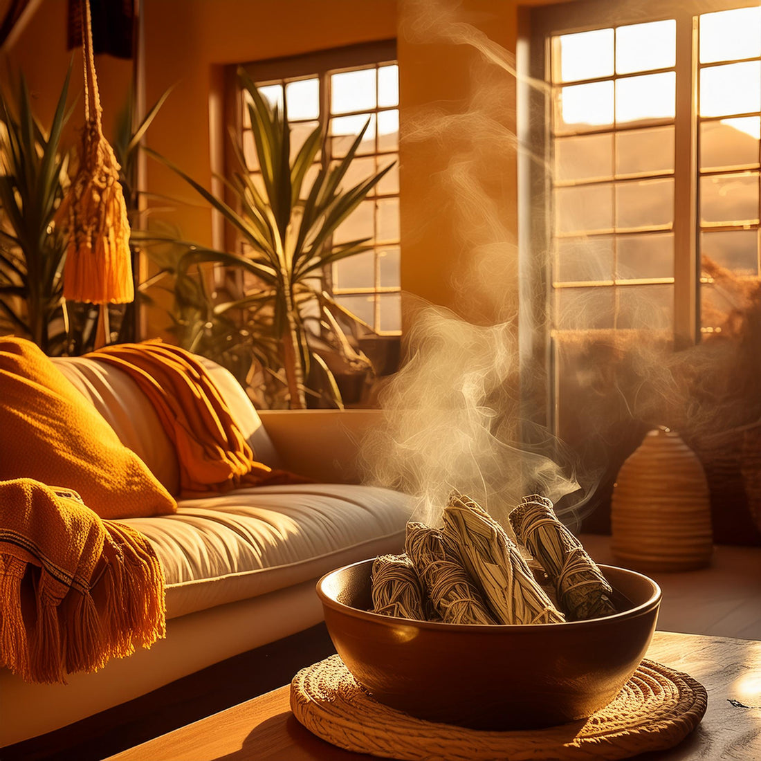 Smudging yourself + space with herbs such as palo santo, sage + incense can be enjoyed at anytime!