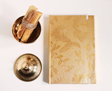 Load image into Gallery viewer, Journal comes with carved brass bowl and palo santo 
